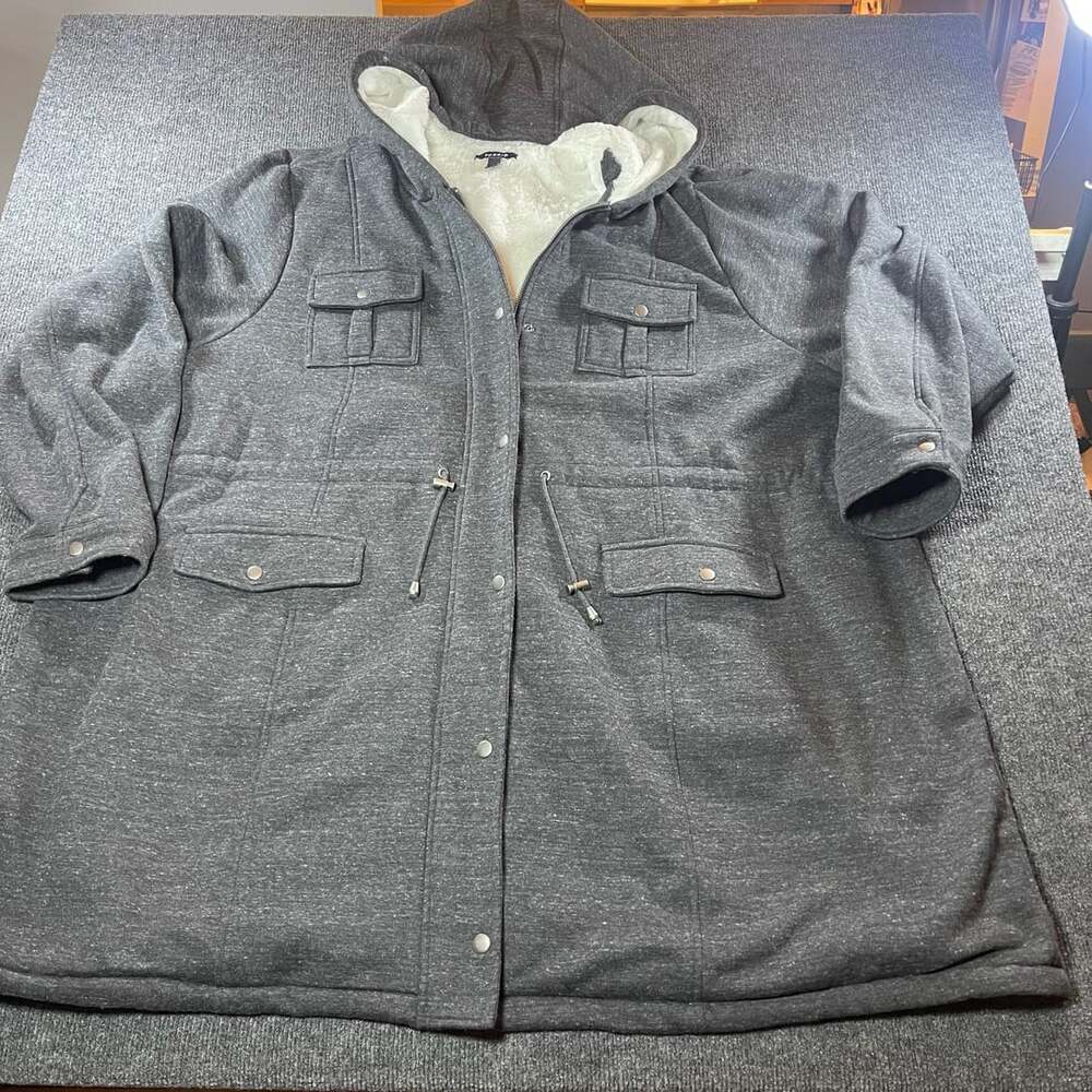Torrid Gray Melange Fleece Sherpa Lined Anorak Hoodie Jacket Size 6